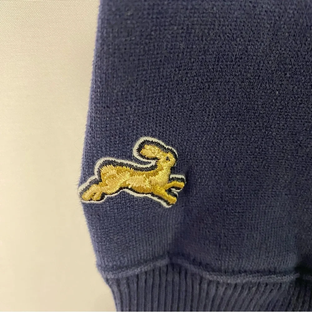 Tracksmith Navy Crewneck Sweater with Orange Detail - Picture 3 of 4